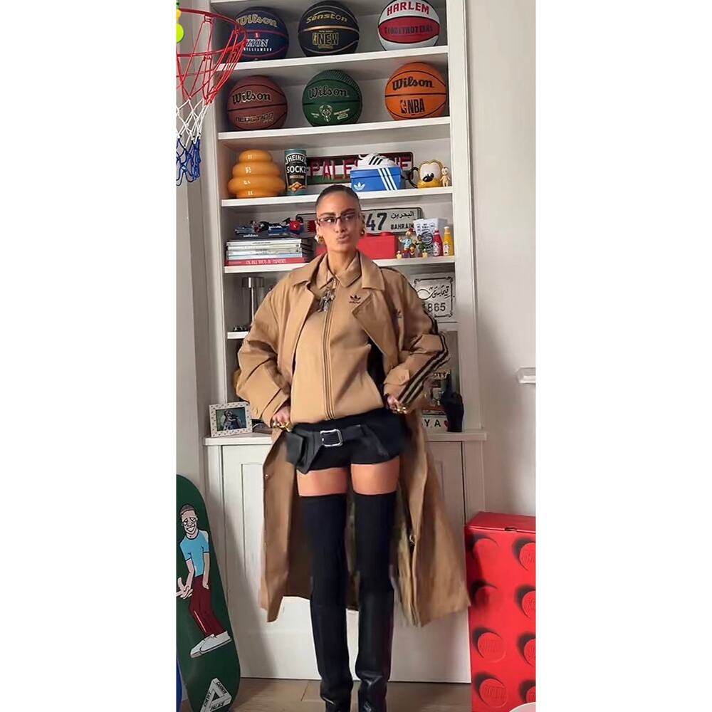 NEW ADIDAS ORIIGINALS 3 Stripe Trench Coat Women's XL KD3734 - Picture 2 of 9